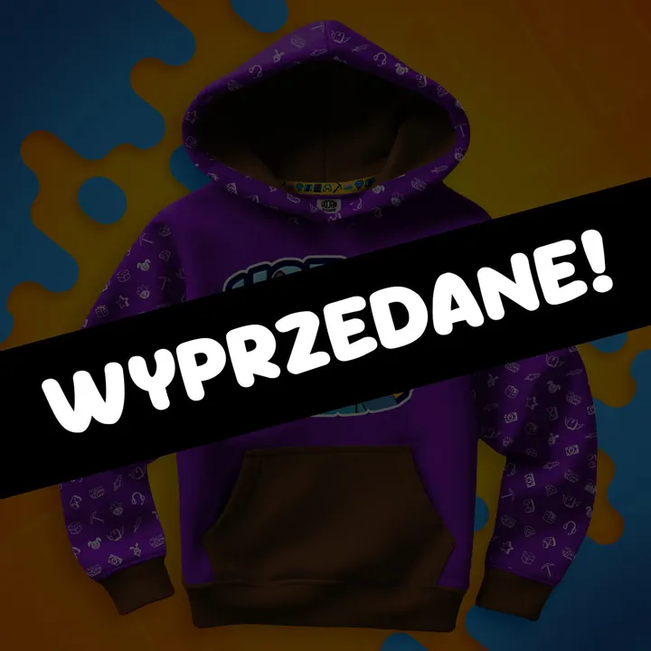 Bluza full wzór Noobek w logo - brązowa