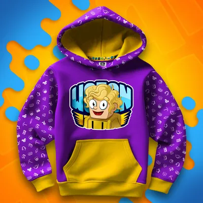 Bluza full wzór Ptyś w logo - żółta