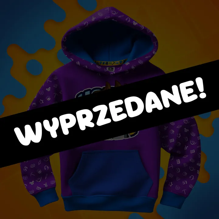 Bluza full wzór Wojan w logo - niebieska