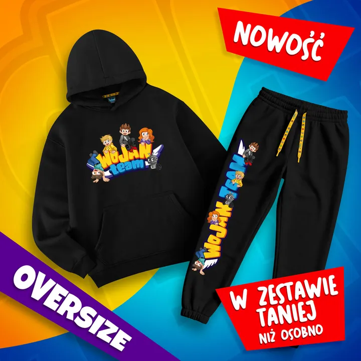 Zestaw bluza oversize Premium - czarna + spodnie Premium oversize - czarne