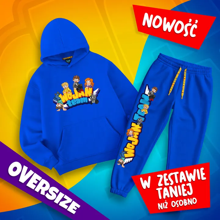 Zestaw bluza oversize Premium - niebieska + spodnie Premium oversize - niebieskie
