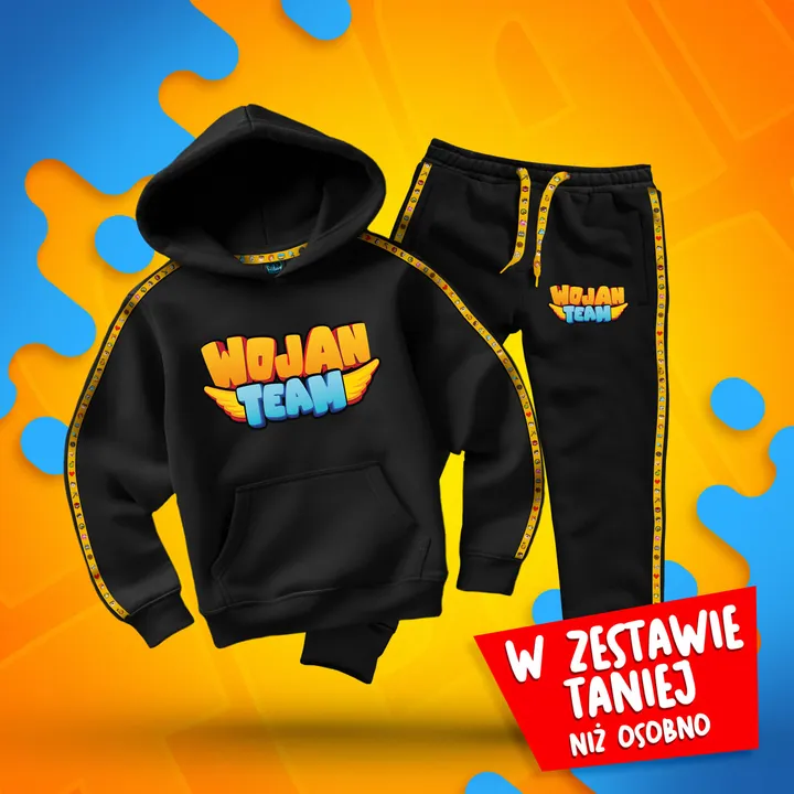 Zestaw bluza + spodnie Premium z paskami Wojan Team - czarny